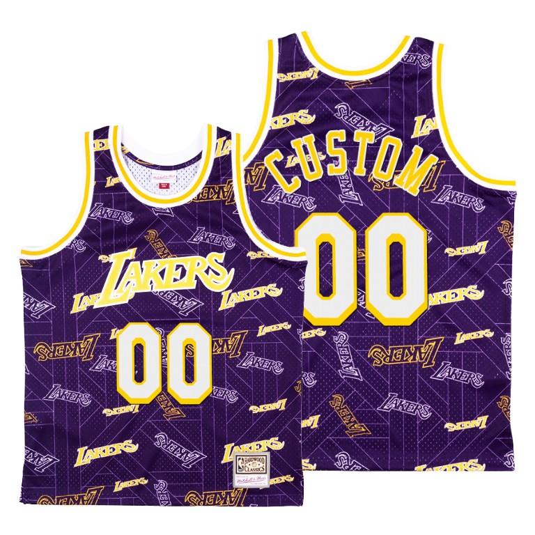 Men's Los Angeles Lakers Custom #00 NBA Tear Up Pack Hardwood Classics Purple Basketball Jersey CDR0683ZO